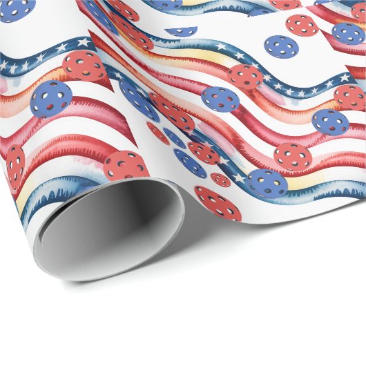 Pickleball American themed for 4th July Cadeaupapier (Rol Hoek)