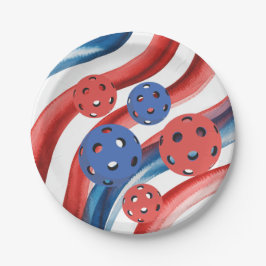 Pickleball Amerikaans gethematiseerd voor 4 juli Papieren Bordje
