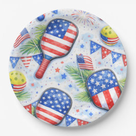 Pickleball Amerikaans gethematiseerd voor 4 juli Papieren Bordje