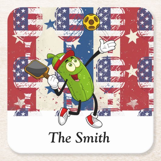 Pickleball Amerikaans thema voor 4 juli Kartonnen Onderzetters (Voorkant)