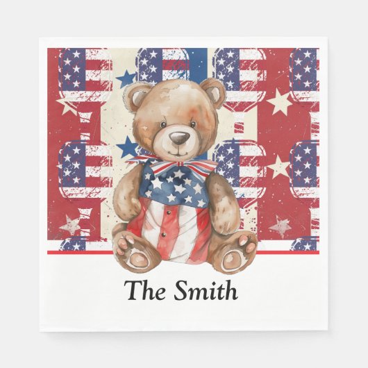 Pickleball Amerikaans thema voor 4 juli Servet (Voorkant)