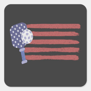 Pickleball Amerikaanse vlag Amerikaans Patriottisc Vierkante Sticker