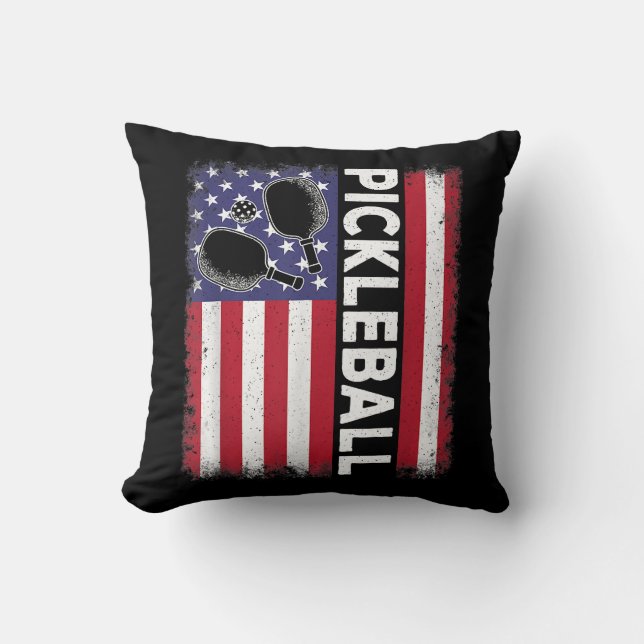 Pickleball Amerikaanse Vlag Grappige Pickleball Li Kussen (Voorkant)