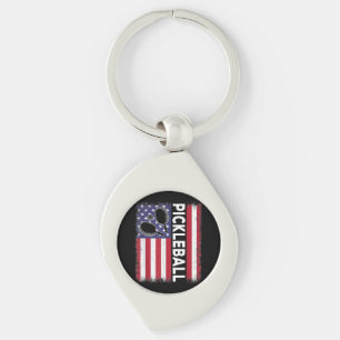 Pickleball Amerikaanse Vlag Grappige Pickleball Li Sleutelhanger