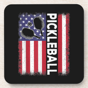 Pickleball Amerikaanse Vlag Grappige Pickleball Lo Bier Onderzetter