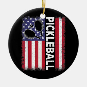 Pickleball Amerikaanse Vlag Grappige Pickleball Lo Keramisch Ornament