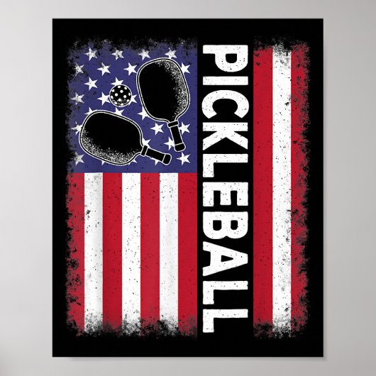 Pickleball Amerikaanse Vlag Grappige Pickleball Lo Poster (Voorkant)