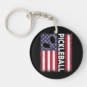 Pickleball Amerikaanse Vlag Grappige Pickleball Lo Sleutelhanger