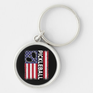 Pickleball Amerikaanse Vlag Grappige Pickleball Lo Sleutelhanger
