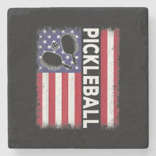 Pickleball Amerikaanse Vlag Grappige Pickleball Lo Stenen Onderzetter