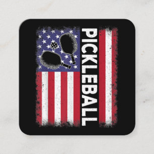 Pickleball Amerikaanse Vlag Grappige Pickleball Lo Vierkante Visitekaartje