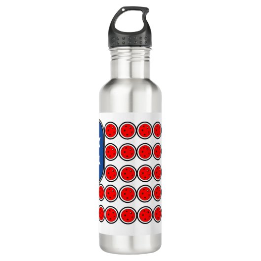 Pickleball Amerikaanse vlag rood wit en blauw Waterfles (Voorkant)