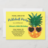 Pickleball-anananas B-day-uitnodiging + RSVP Kaart (Voorkant)
