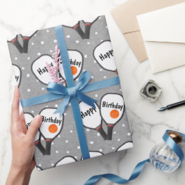 Pickleball and Paddle for Birthday Cadeaupapier
