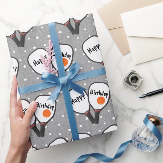 Pickleball and Paddle for Birthday Cadeaupapier (Geschenken)