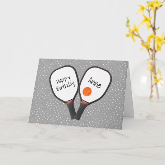 Pickleball and Paddle for Birthday Kaart (Gele Bloem)