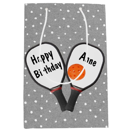 Pickleball and Paddle for Birthday Medium Cadeauzakje (Voorkant)