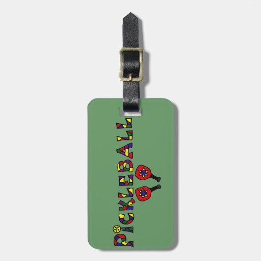 Pickleball Art Letters Bagagelabel (Voorkant verticaal)