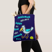 Pickleball as Happy as a Bird With a French Fry Tote Bag (Dichtbij)