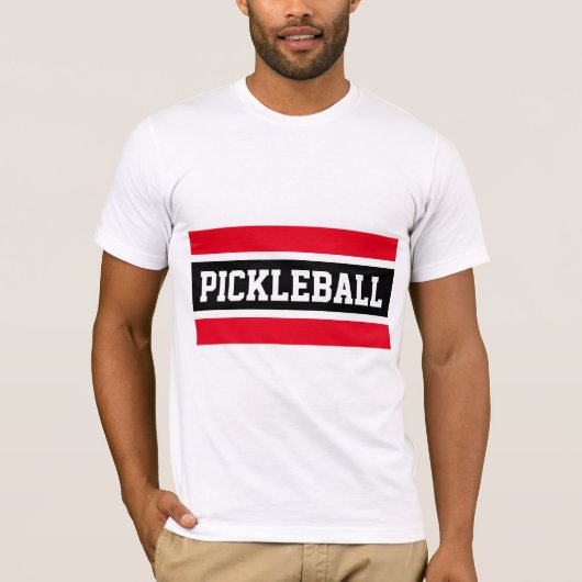 PICKLEBALL Athletic Bold Helder Rood Zwart Strepen T-shirt (Voorkant)