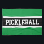 PICKLEBALL Athletic Heldergroene zwarte strepen Theedoek<br><div class="desc">Dit leuke sportieve ontwerp is voorzien van atletische PICKLEBALL-tekst in een brede zwarte middenstreep gemarkeerd met witte strepen tegen felgroene buitenstrepen. De kleuren en tekst in dit ontwerp kunnen worden gepersonaliseerd.</div>