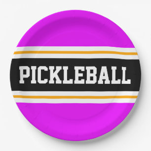 PICKLEBALL Athletic Tropical Pink Black Stripes Papieren Bordje