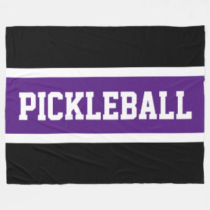 PICKLEBALL Athletic Zwart Paarse witte strepen Fleece Deken
