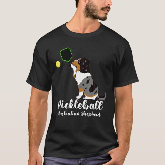 Pickleball Australian Shepherd Dog, Funny Pickleba T-shirt (Voorkant)