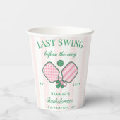 Pickleball Bach Cocktail Green & Pink Stripes Papieren Bekers (Achterkant)
