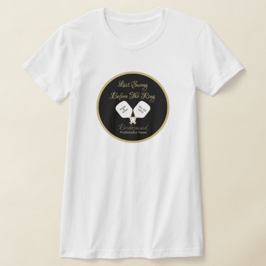 Pickleball Bach Party Wedding Weekend Goud & Wit T-shirt (Laagn)