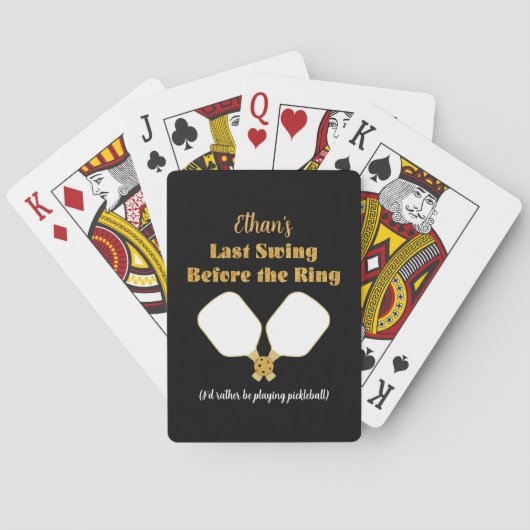 Pickleball Bachelor Party Black Gold Persoonlijk Pokerkaarten (Achterkant)
