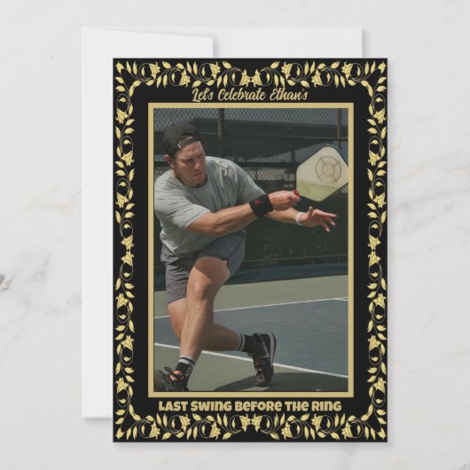 Pickleball Bachelor Party Zwart en Goud Ivy Lijst Kaart (Achterkant)