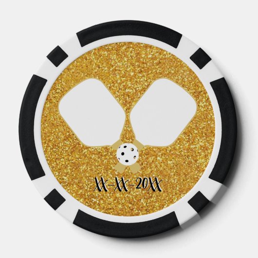 Pickleball Bachelor Party Zwart Goud Gepersonalise Poker Chips (Achterkant)