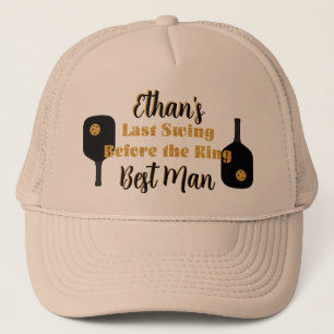 Pickleball Bachelor Party Zwart Goud Gepersonalise Trucker Pet