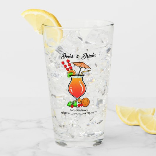Pickleball Bachelorette Bruiloft Drankjes & Drinke Glas (Voorkant ijs)