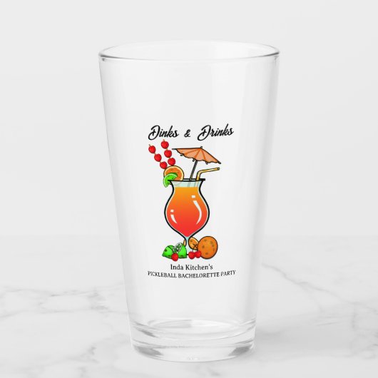 Pickleball Bachelorette Bruiloft Drankjes & Drinke Glas (Voorkant)