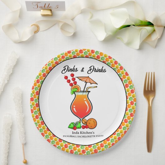 Pickleball Bachelorette Bruiloft Drankjes & Drinke Papieren Bordje (Huwelijk)