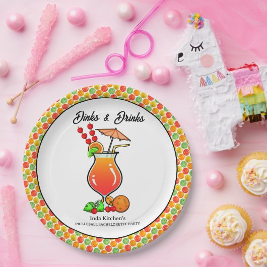 Pickleball Bachelorette Bruiloft Drankjes & Drinke Papieren Bordje (Feest)
