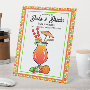 Pickleball Bachelorette Bruiloft Drankjes & Drinke Reclamebord Met Voetstuk