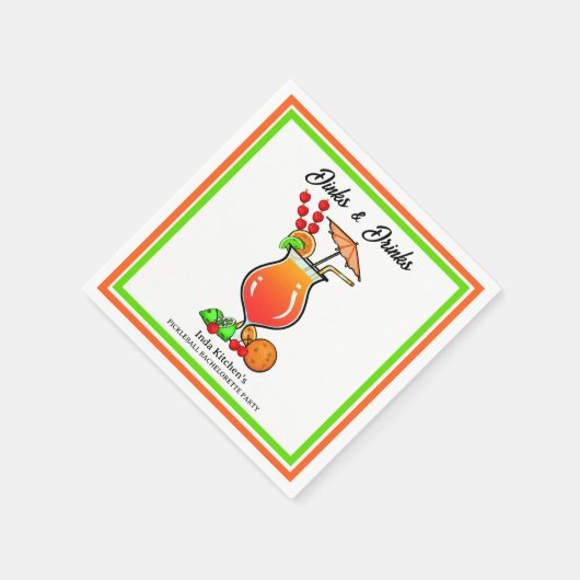 Pickleball Bachelorette Bruiloft Drankjes & Drinke Servet (Hoek)