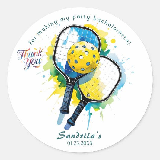 Pickleball | Bachelorette Ronde Sticker (Voorkant)
