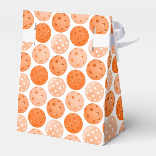 Pickleball Ball, Oranje Pickleball Balls op White Bedankdoosjes (Achterkant)