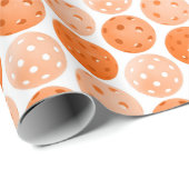Pickleball Ball, Oranje Pickleball Balls op White Cadeaupapier (Rol Hoek)