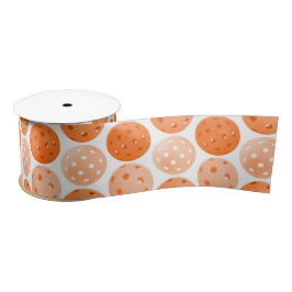 Pickleball Ball, Oranje Pickleball Balls op White Satijnen Lint