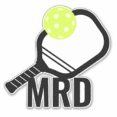 Pickleball Ball + Paddle Monogram Initialen Sticker (Voorkant)