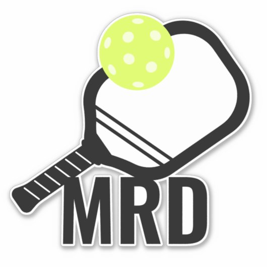 Pickleball Ball + Paddle Monogram Initialen Sticker (Voorkant)