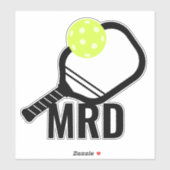 Pickleball Ball + Paddle Monogram Initialen Sticker (Vel)