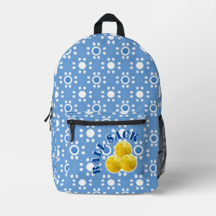 Pickleball Ball Sack Blauw Wit Polka Dots Geel Bedrukte Rugzak