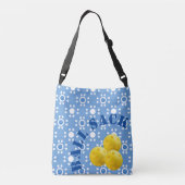 Pickleball Ball Sack Blauw Wit Polka Dots Geel Crossbody Tas (Achterkant)