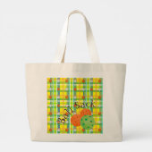 Pickleball Ball Sack - Geel, Oranje, groen geplakt Grote Tote Bag (Achterkant)
